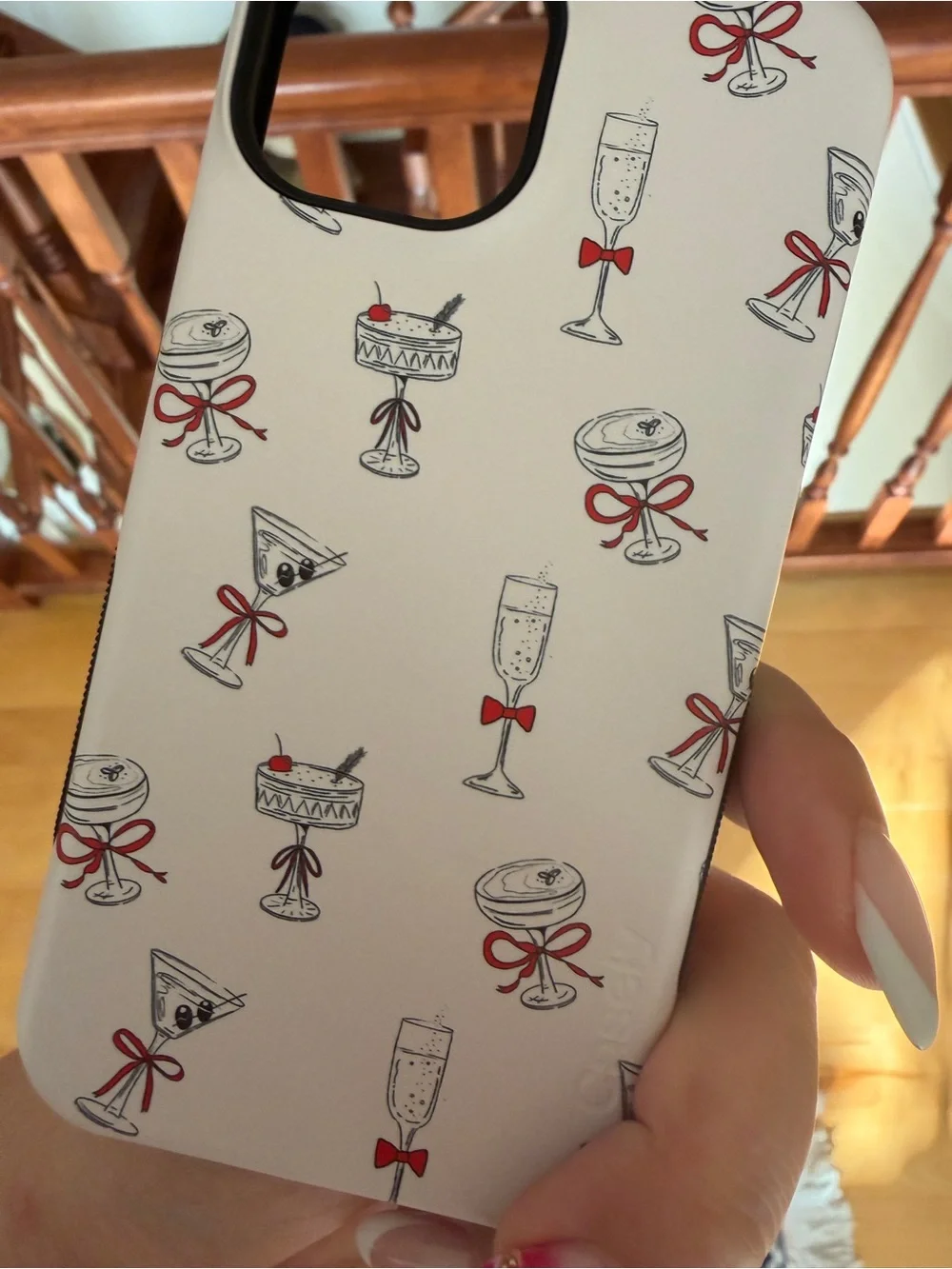 iPhone 14 Casetify Bold Champagne & Cocktail Pattern Phone Case - Cream